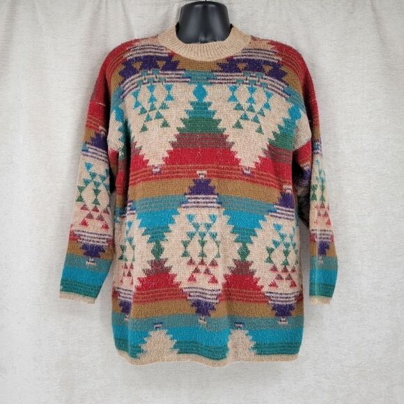 Vintage Angora Blend Southwestern Aztec Sweater - Picture 1 of 9
